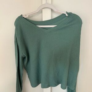 Green V-Neck Women's Sweater